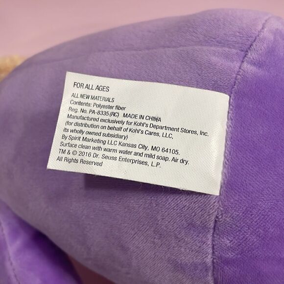 Kohls Cares DR SEUSS Plush MARVIN K. MOONEY Will You Please Go Now Purple Do 17" - Picture 9 of 9